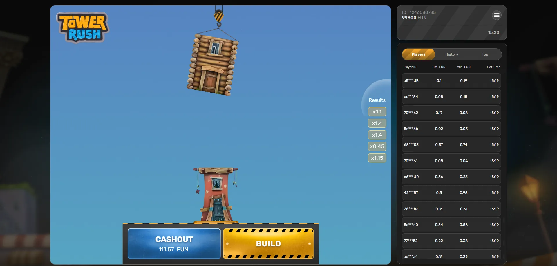خطوات لعب Tower Rush على 1xBet بالعربي